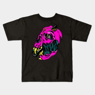 Demon Skull in Neon Kids T-Shirt